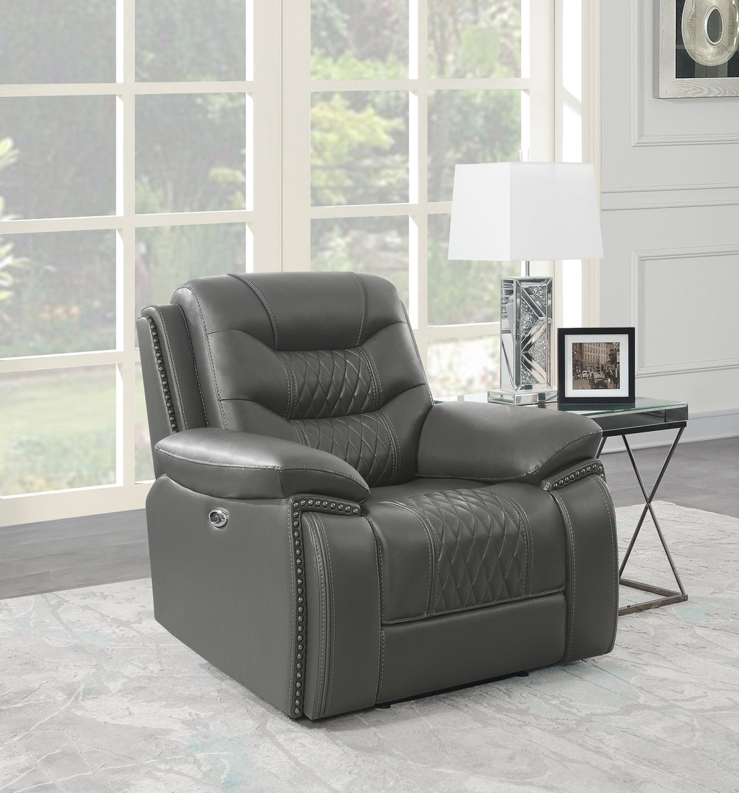 COASTER LIVING-ROOM FLAMENCO TUFTED UPHOLSTERED POWER RECLINER CHARCOAL