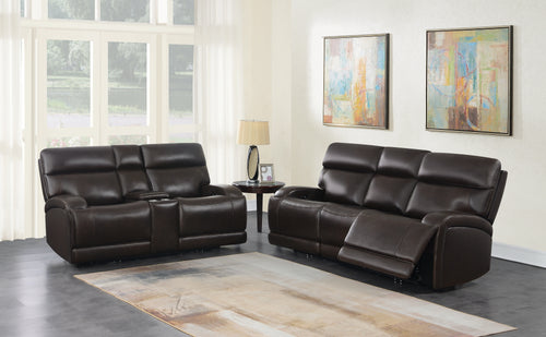 COASTER LIVING-ROOM LONGPORT 2-PIECE UPHOLSTERED POWER LIVING ROOM SET DARK BROWN