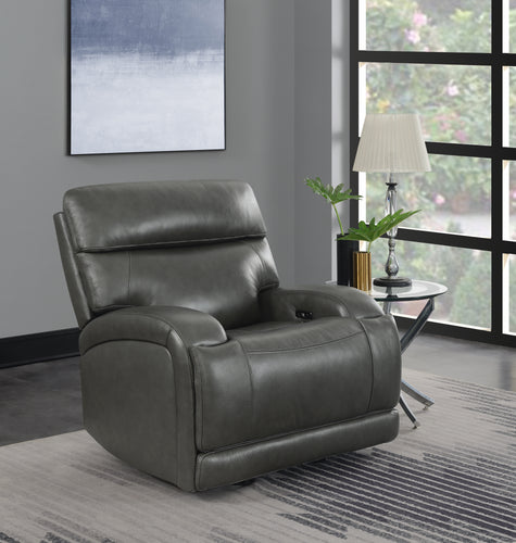 COASTER LIVING-ROOM LONGPORT UPHOLSTERED POWER GLIDER RECLINER CHARCOAL