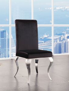 ACME FABIOLA BLACK FABRIC & STAINLESS STEEL SIDE CHAIR (SET-2)