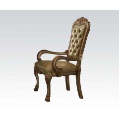 ACME DRESDEN BONE PU & GOLD PATINA FINISH ARM CHAIR (SET-2)