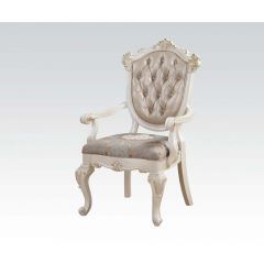 ACME CHANTELLE ROSE GOLD PU & PEARL WHITE FINISH ARM CHAIR (SET-2)