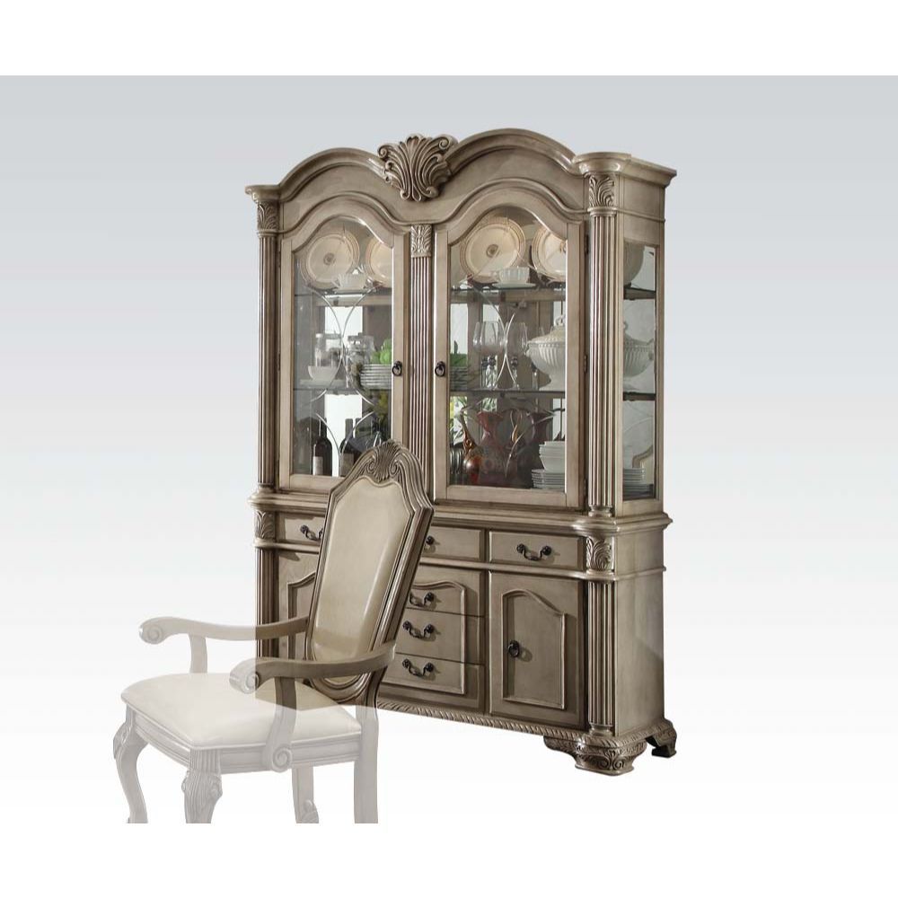 ACME CHATEAU DE VILLE ANTIQUE WHITE FINSIH BUFFET & HUTCH