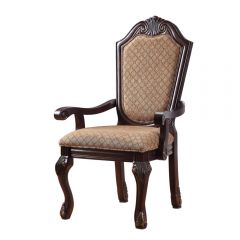 ACME CHATEAU DE VILLE FABRIC & ESPRESSO FINISH ARM CHAIR (SET-2)