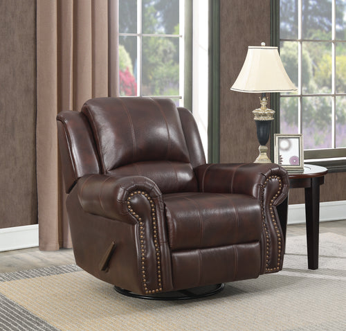 COASTER LIVING-ROOM SIR RAWLINSON SWIVEL ROCKER RECLINER DARK BROWN