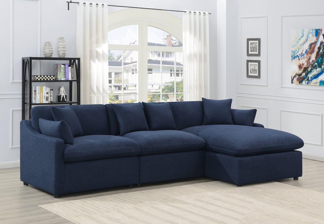 COASTER LIVING-ROOM DESTINO 3-PIECE MODULAR POWER SECTIONAL MIDNIGHT BLUE