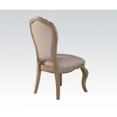 ACME CHELMSFORD BEIGE FABRIC & ANTIQUE TAUPE FINISH SIDE CHAIR (SET-2)