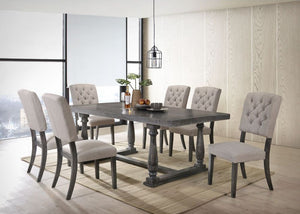 ACME BERNARD WEATHERED GRAY OAK DINING-ROOM SET (7 PC)