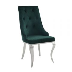 ACME DEKEL GREEN FABRIC & STAINLESS STEEL SIDE CHAIR (SET-2)