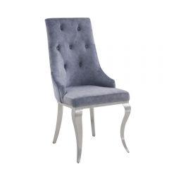 ACME DEKEL GRAY FABRIC & STAINLESS STEEL SIDE CHAIR (SET-2)