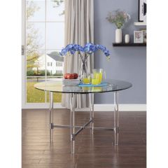 ACME DAIRE CLEAR GLASS TOP & CHROME FINISH DINING TABLE