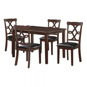 ACME INGEBORG BLACK PU & ESPRESSO FINISH 5PC DINING SET