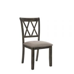 ACME CLAUDIA II BEIGE FABRIC & WEATHERED GRAY FINISH SIDE CHAIR (SET-2)