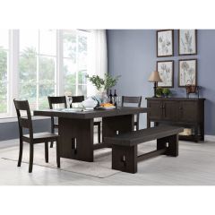 ACME HADDIE DISTRESSED WALNUT FINISH DINING TABLE