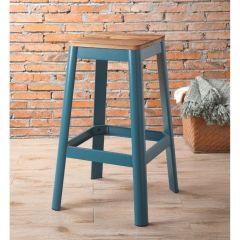 ACME JACOTTE NATURAL & TEAL BAR STOOL