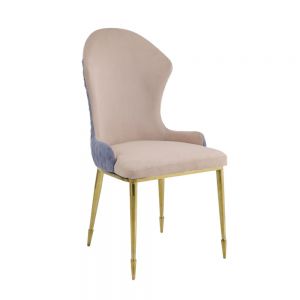 ACME CAOLAN TAN, LAVENDER FABRIC & GOLD FINISH SIDE CHAIR (SET-2)