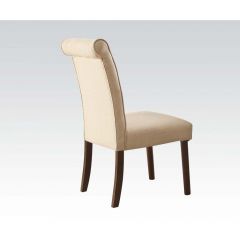 ACME GASHA BEIGE LINEN & WALNUT FINISH SIDE CHAIR (SET-2)