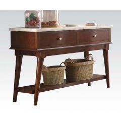 ACME GASHA WHITE MARBLE TOP & WALNUT FINISH SERVER