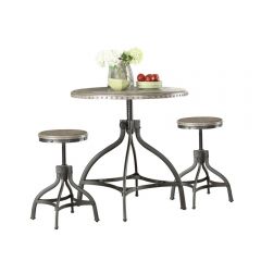 ACME FATIMA GRAY OAK & BLACK FINISH 3PC ADJUSTABLE COUNTER HEIGHT SET