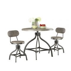 ACME FATIMA GRAY OAK & BLACK FINISH 3PC ADJUSTABLE COUNTER HEIGHT SET