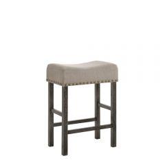 ACME MARTHA II TAN LINEN & WEATHERED GRAY FINISH COUNTER HEIGHT STOOL (SET-2)