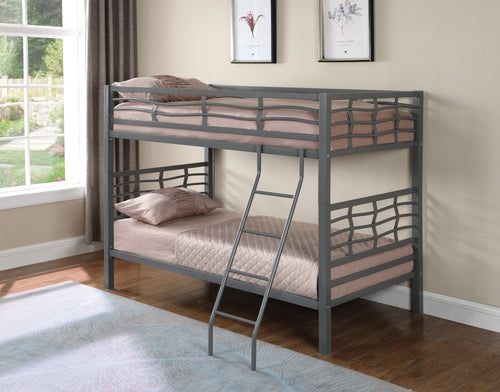 COASTER BEDROOM FAIRFAX TWIN OVER TWIN BUNK BED WITH LADDER LIGHT GUNMETAL