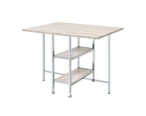 ACME RAINE ANTIQUE WHITE & CHROME FINISH COUNTER HIGH TABLE