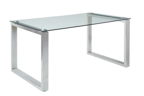 ACME ABRAHAM CLEAR GLASS TOP AND CHROME DINING TABLE