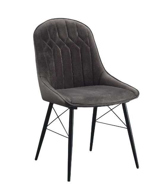 ACME ABRAHAM DARK GRAY FABRIC AND BLACK SIDECHAIR