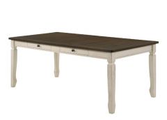 ACME FEDELE WEATHERED OAK & CREAM FINISH DINING TABLE