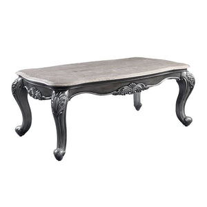 ACME ARIADNE MARBLE TOP & PLATINUM COFFEE TABLE