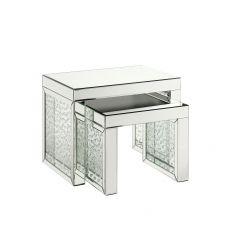 ACME NYSA MIRRORED & FAUX CRYSTALS INLAY ACCENT TABLE