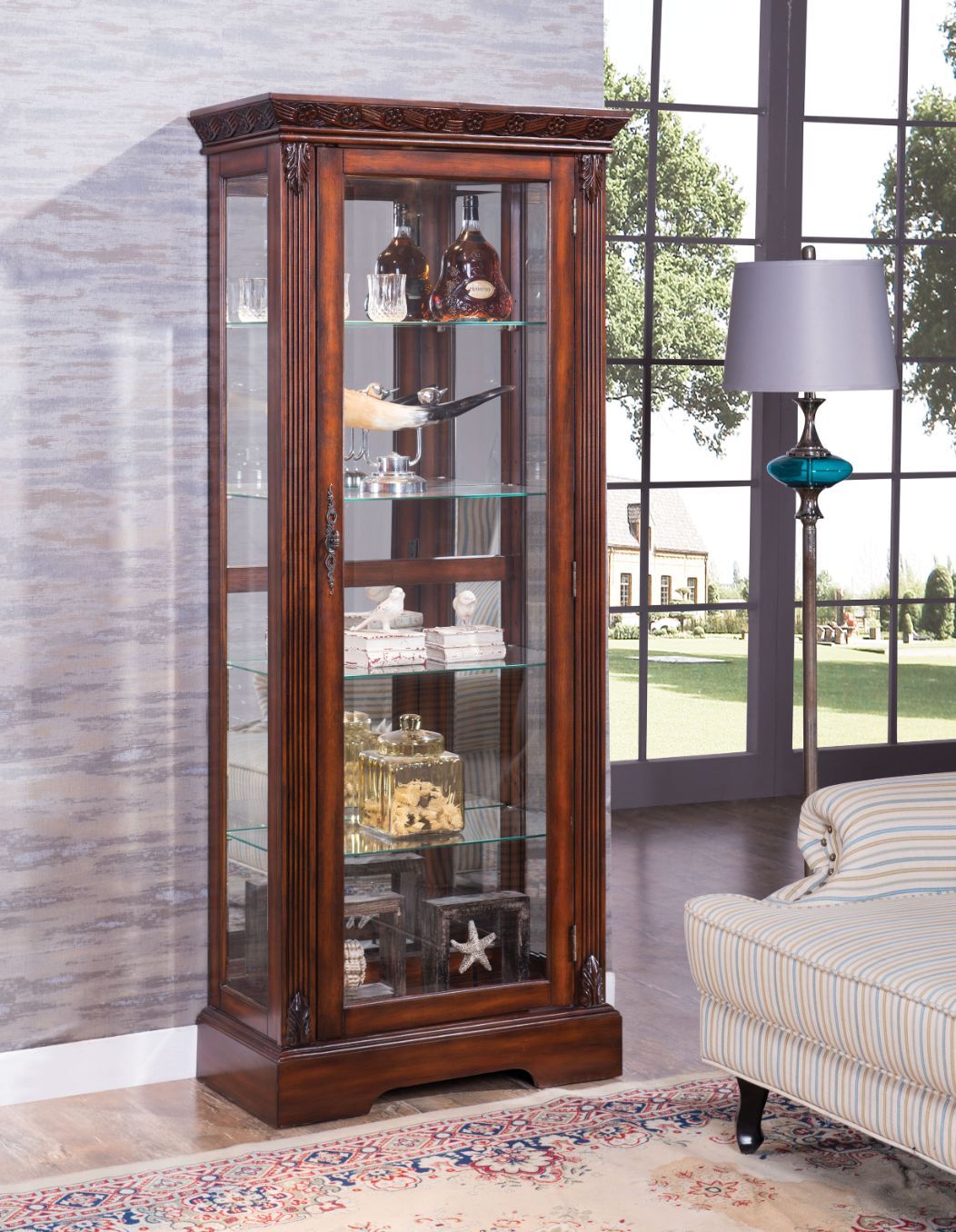 ACME ADDY CHERRY CURIO CABINET