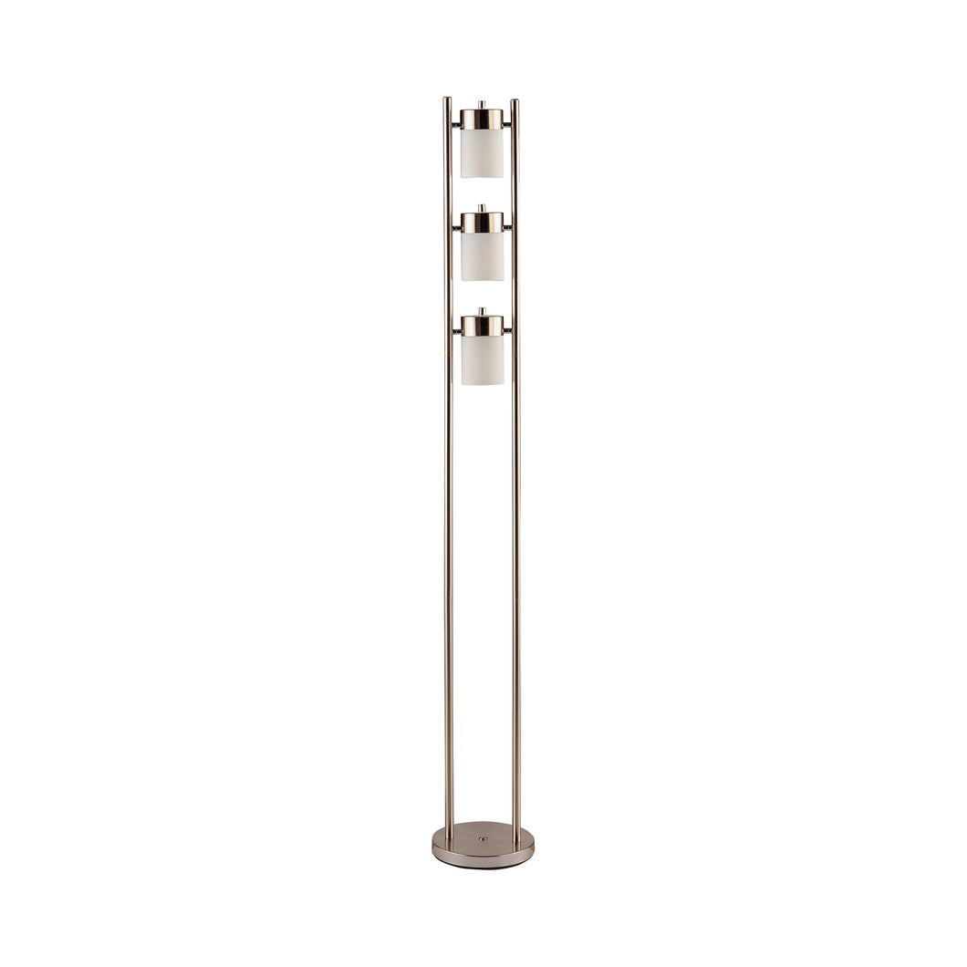 COASTER FLOOR LAMP WITH 3 SWIVEL LIGHTS BRUSHED SILVER