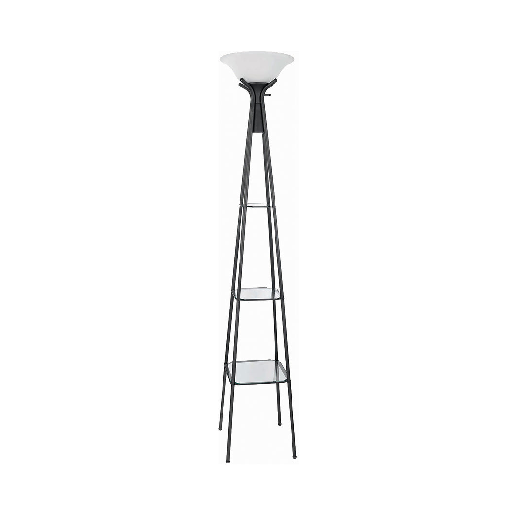 COASTER VERSATILE SHELF TOWER FLOOR LAMP CHARCOAL BLACK