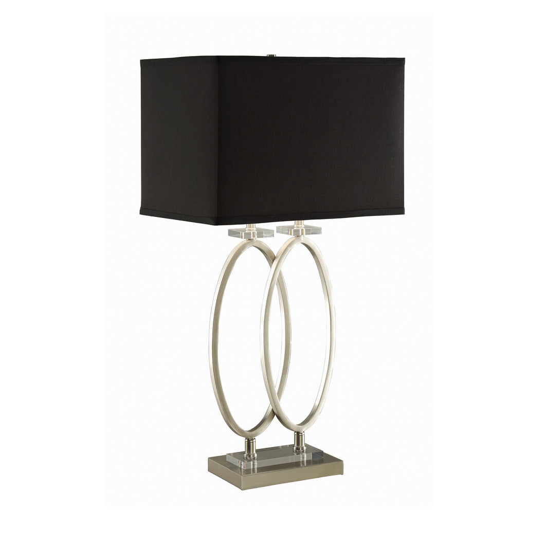 COASTER RECTANGULAR SHADE TABLE LAMP BLACK AND BRUSHED NICKEL