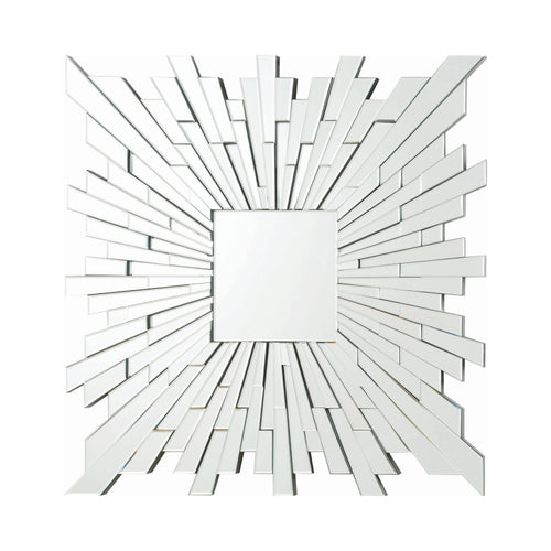 COASTER OFFICE-ACCESSORY SQUARE SUNBURST WALL MIRROR SILVER