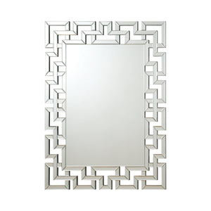 COASTER OFFICE-ACCESSORY INTERLOCKING GREEK FRAMELESS WALL MIRROR SILVER