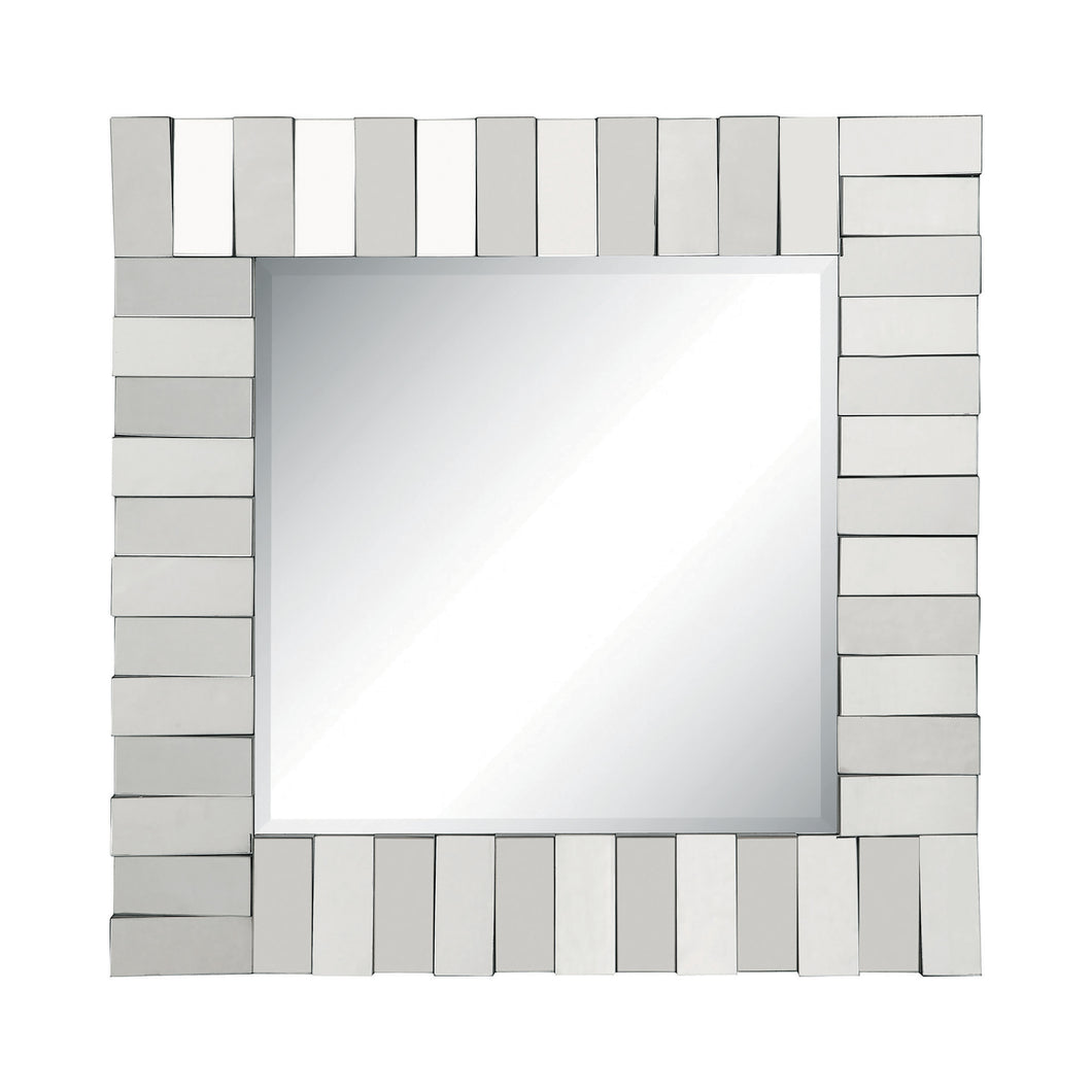 COASTER OFFICE-ACCESSORY SQUARE WALL MIRROR WITH LAYERED PANEL SILVER