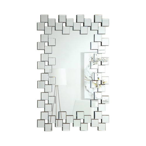 COASTER OFFICE-ACCESSORY FRAMELESS WALL MIRROR WITH STAGGERED TILES SILVER