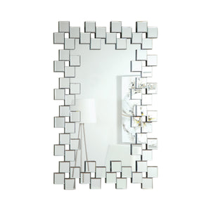 COASTER OFFICE-ACCESSORY FRAMELESS WALL MIRROR WITH STAGGERED TILES SILVER