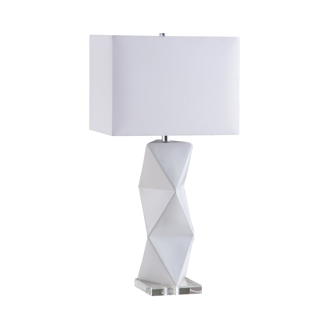 COASTER GEOMETRIC CERAMIC BASE TABLE LAMP WHITE