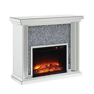 ACME NORALIE MIRRORED & FAUX DIAMONDS FIREPLACE