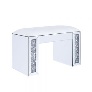 ACME NORALIE PU, MIRRORED & FAUX DIAMONDS VANITY STOOL