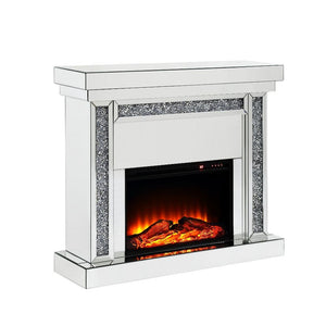 ACME NORALIE MIRRORED & FAUX DIAMONDS FIREPLACE