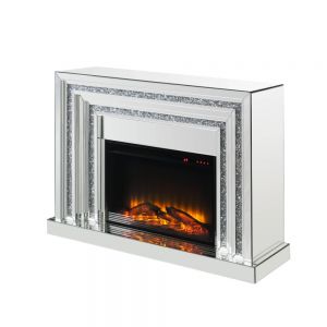 ACME NORALIE MIRRORED & FAUX DIAMONDS FIREPLACE