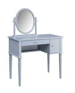 ACME RABILA CREAM FABRIC & GRAY FINISH VANITY SET