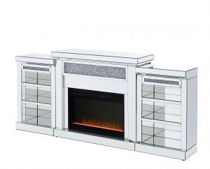 ACME NORALIE MIRRORED & FAUX DIAMONDS FIREPLACE