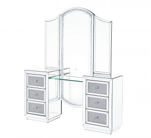 ACME NORALIE LED, MIRRORED & FAUX DIAMONDS VANITY DESK