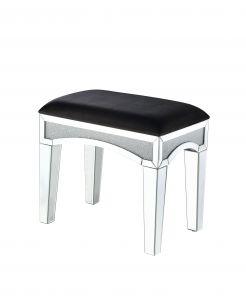 ACME NORALIE BLACK FABRIC, MIRRORED & FAUX DIAMONDS VANITY STOOL